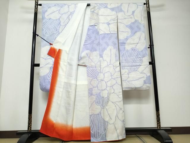 平和屋着物●豪華振袖 絞り 草花文 正絹 逸品 DABK0956ud