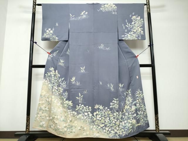 平和屋着物●訪問着 友禅 作家物 草花文 暈し染め 鈴乃屋扱い 正絹 逸品 DABK0970ud