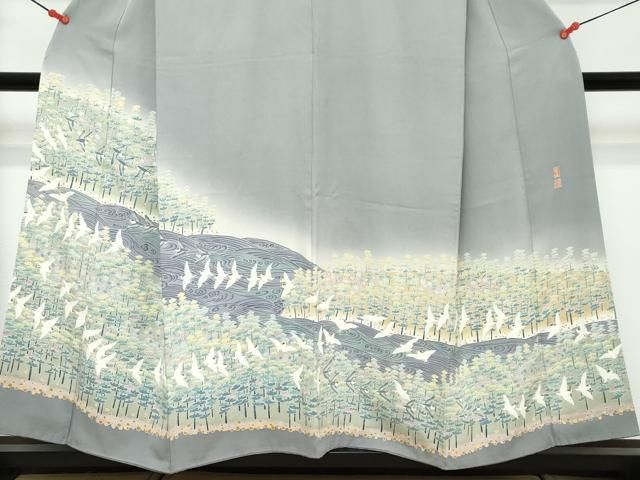 平和屋着物●本加賀友禅作家 百貫華峰 色留袖 飛鳥樹林文 暈し染め 正絹 逸品 DABK0971ud