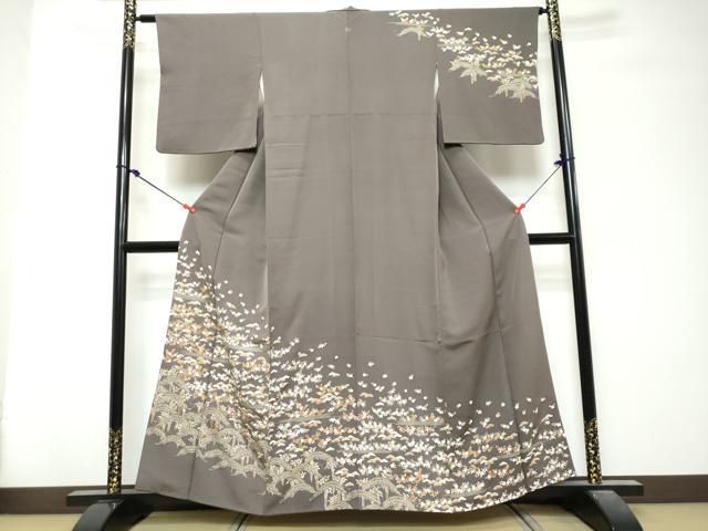 平和屋着物●訪問着 駒刺繍 草花文 金彩 鈴乃屋扱い 正絹 逸品 DABK0974ud