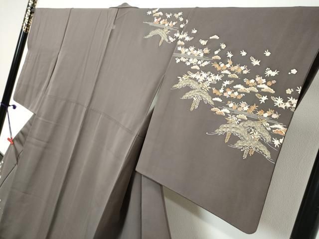 平和屋着物●訪問着 駒刺繍 草花文 金彩 鈴乃屋扱い 正絹 逸品 DABK0974ud
