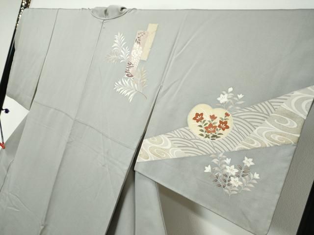 平和屋着物●訪問着 短冊草花文 金彩 正絹 逸品 DABK0977ud