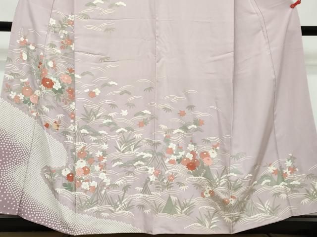 平和屋着物●訪問着 流水草花文 正絹 逸品 DABK0981ud