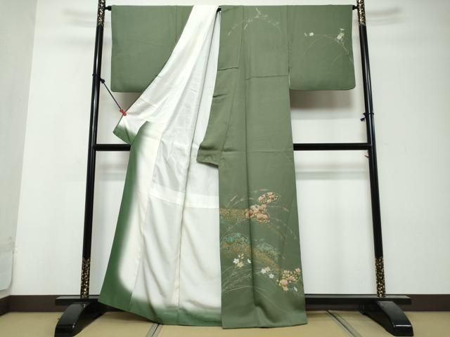 平和屋着物●訪問着 地紙草花文 金彩 正絹 逸品 DABK0984ud