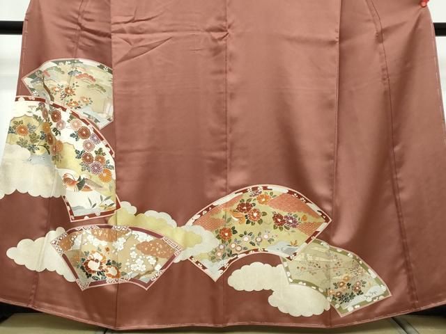 平和屋着物●豪華色留袖 地紙重ね花鳥文 金銀彩 正絹 逸品 DABK0986ud