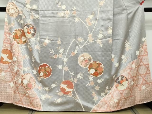 平和屋着物●訪問着 駒刺繍 雪輪草花文 金彩 正絹 逸品 DABK0988ud