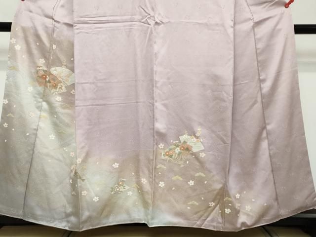 平和屋着物●訪問着 流水扇面草花文 金彩 正絹 逸品 DABK0990ud