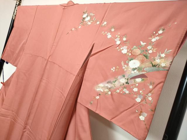 平和屋着物●訪問着 刺繍 雪輪草花文 暈し染め 金彩 正絹 逸品 DABK0993ud