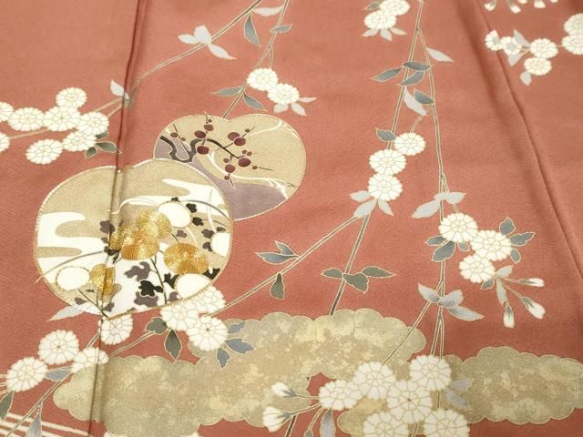 平和屋着物●訪問着 駒刺繍 渡橋風景草花文 金彩 ますいわ屋扱い 正絹 逸品 DABK0995ud