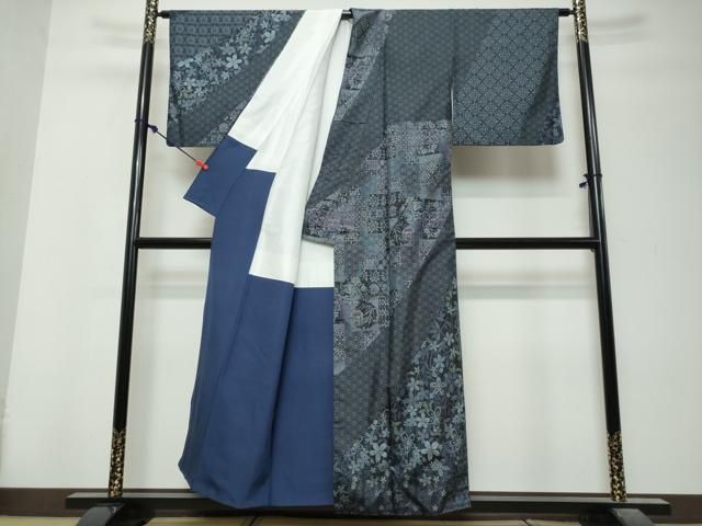 平和屋着物●本場縞大島紬 訪問着 染大島 吉祥花鳥文 正絹 逸品 DABK0998ud