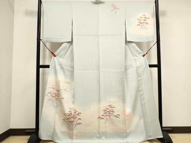 平和屋着物▽訪問着 単衣 枝松文 暈し染め 金彩 正絹 逸品 DABK1012cd