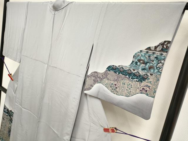 平和屋着物▽訪問着 単衣 更紗花文 暈し染め 正絹 逸品 DABK1021cd