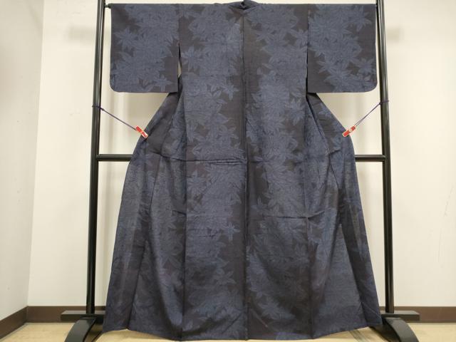 平和屋着物▽結城紬 単衣 草葉文 正絹 逸品 DABK1026cd