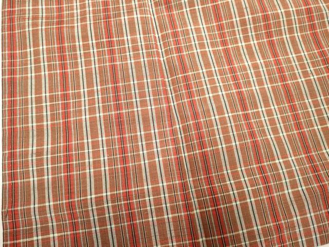 平和屋着物▽上質な紬 単衣 格子 正絹 逸品 未使用 DABK1030cd