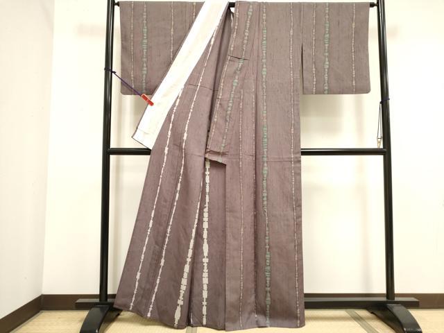 平和屋着物▽上質な小紋 単衣 紬地 変わり間道 正絹 逸品 DABK1036cd