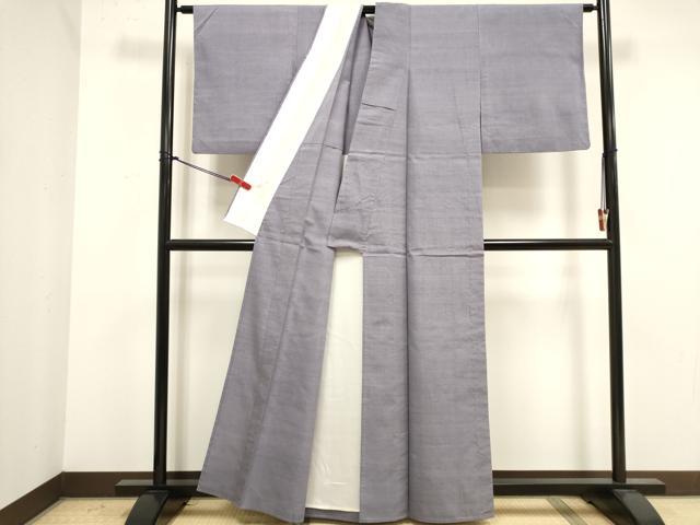 平和屋着物▽結城紬 単衣 手織 藤色 証紙付き 正絹 逸品 DABK1049cd