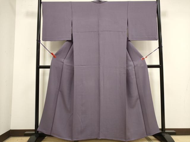 平和屋着物▽上質な色無地 単衣 鳩羽色 正絹 逸品 DABK1052cd
