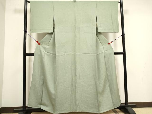 平和屋着物▽上質な色無地 単衣 舞花地紋 草葉柳色 正絹 逸品 DABK1053cd
