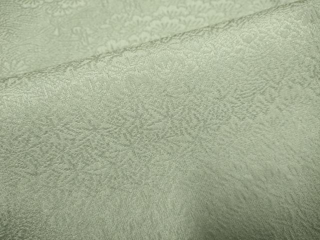 平和屋着物▽上質な色無地 単衣 舞花地紋 草葉柳色 正絹 逸品 DABK1053cd