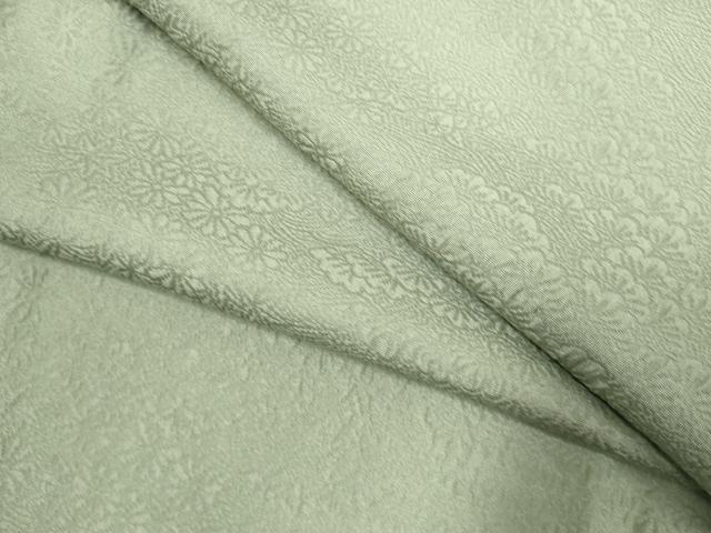 平和屋着物▽上質な色無地 単衣 舞花地紋 草葉柳色 正絹 逸品 DABK1053cd