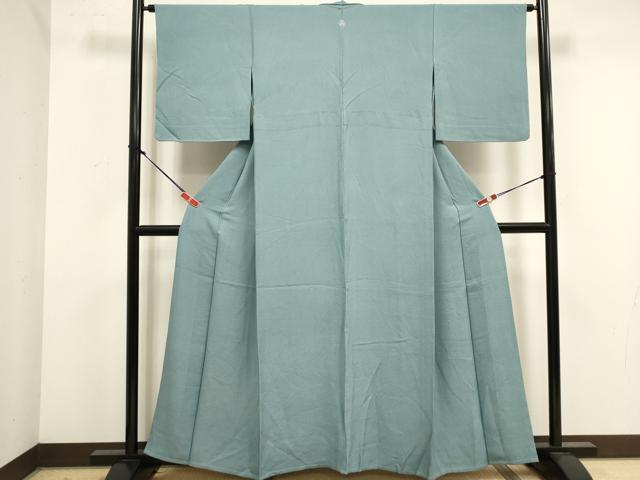 平和屋着物▽上質な色無地 単衣 紗綾形地紋 秘色色 正絹 逸品 DABK1058cd