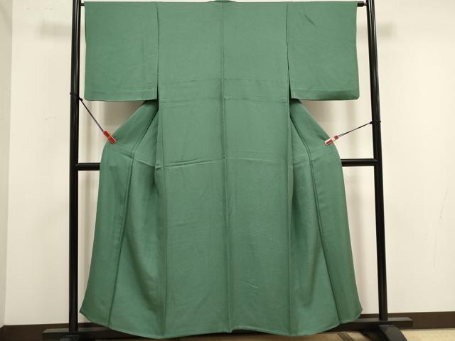 平和屋着物▽上質な色無地 単衣 舞花地紋 若竹色 正絹 逸品 DABK1059cd