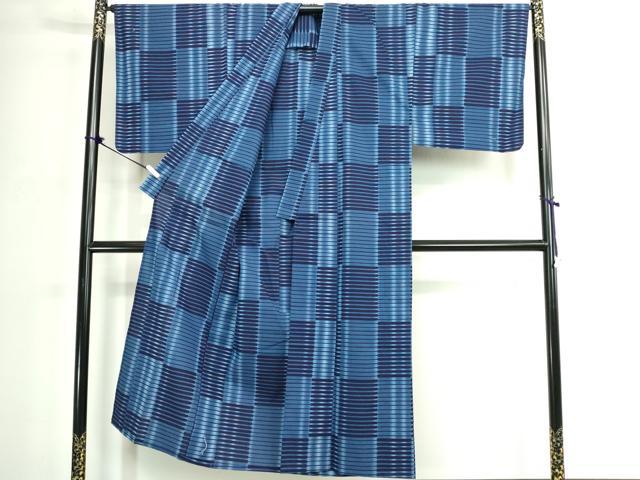 平和屋着物∴夏物 男性 浴衣 注染 手縫い 横段文 綿 逸品 DABK1088cd