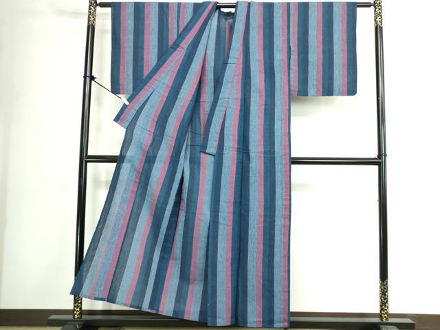 平和屋着物∴夏物 阿波しじら織 浴衣 縞 綿 DABK1098cd