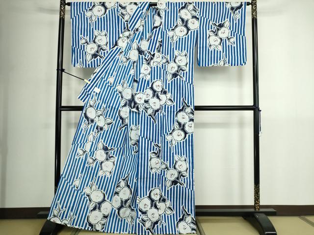平和屋着物∴夏物 浴衣 草花文 光琳椿 綿 逸品 DABK1107cd