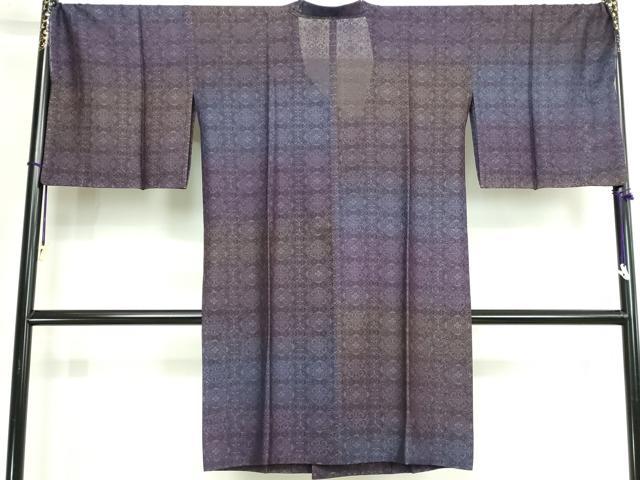 平和屋着物▽道行コート スリーシーズン 春夏秋 塵除け 菱花文 京都きもの友禅扱い ロング丈 正絹 逸品 未使用 DABK1135cd