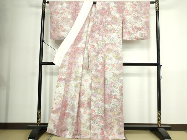 平和屋着物▽上質な小紋 単衣 辻が花 暈し染め 鬼しぼ縮緬 正絹 逸品 未使用 DABK1138cd