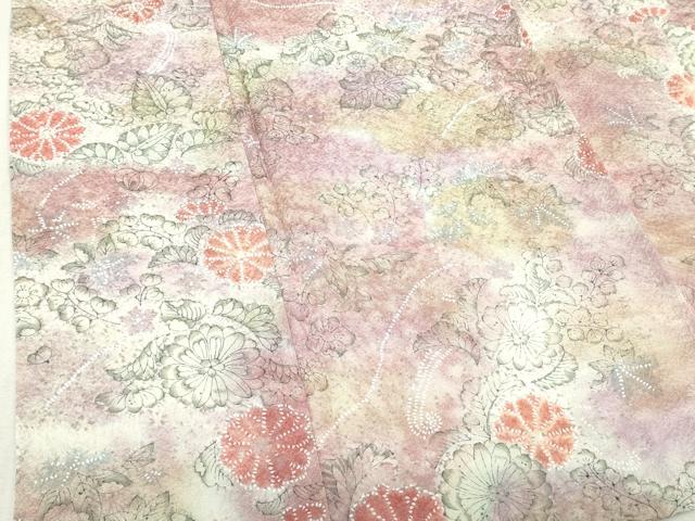 平和屋着物▽上質な小紋 単衣 辻が花 暈し染め 鬼しぼ縮緬 正絹 逸品 未使用 DABK1138cd