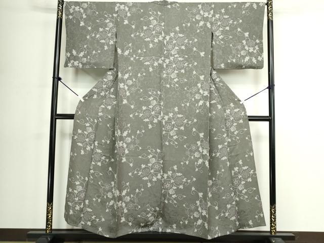 平和屋着物▽上質な小紋 単衣 花唐草文 正絹 逸品 DABK1158cd