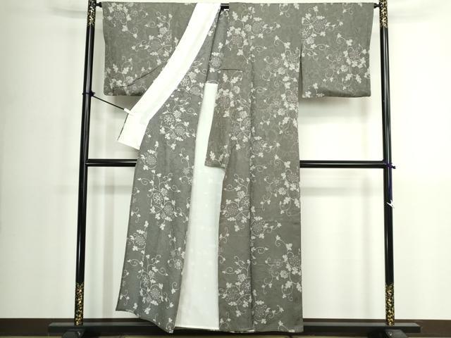 平和屋着物▽上質な小紋 単衣 花唐草文 正絹 逸品 DABK1158cd