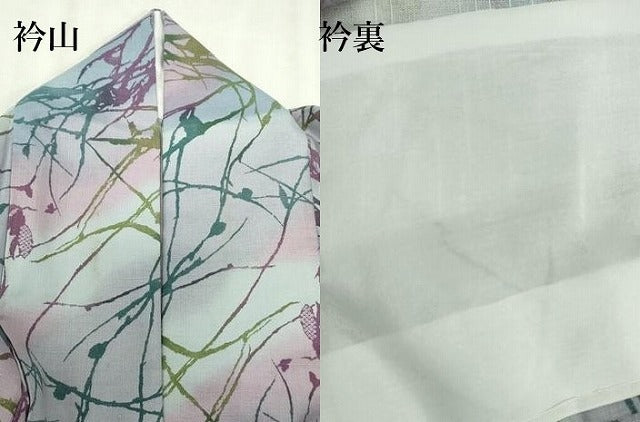 平和屋着物▽上質な小紋 単衣 紬地 枝花文 正絹 逸品 DABK1159cd