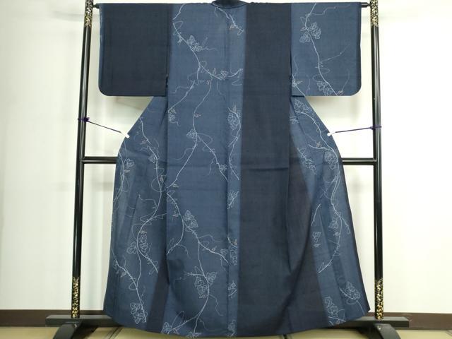 平和屋着物▽上質な小紋 単衣 紬地 南天文 正絹 逸品 DABK1170cd