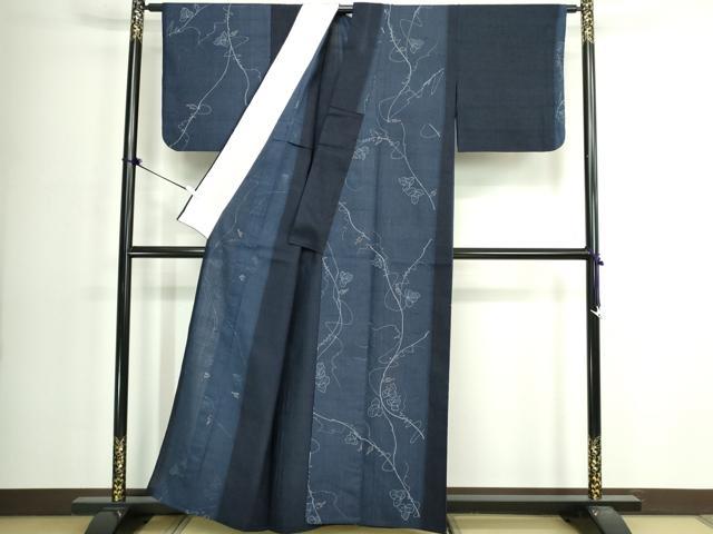 平和屋着物▽上質な小紋 単衣 紬地 南天文 正絹 逸品 DABK1170cd