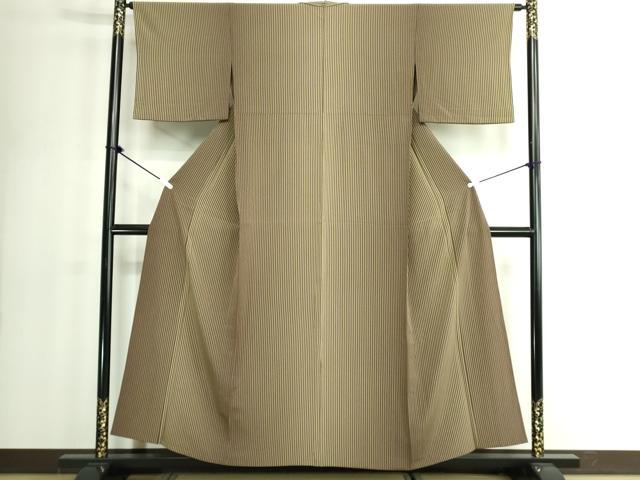 平和屋着物▽上質な小紋 単衣 縞 正絹 逸品 DABK1268cd