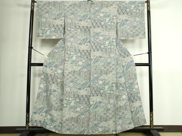 平和屋着物▽上質な小紋 単衣 辻が花 正絹 逸品 DABK1269cd