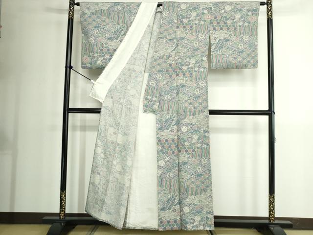 平和屋着物▽上質な小紋 単衣 辻が花 正絹 逸品 DABK1269cd