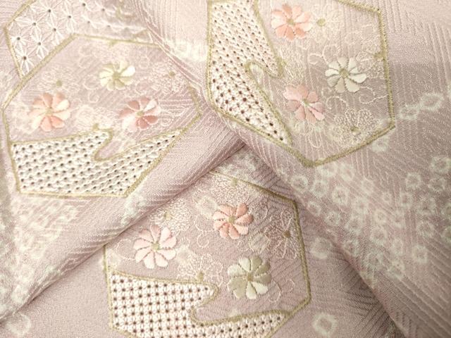 平和屋着物▽中国三大刺繍 スワトウ刺繍 汕頭刺繍 総刺繍 訪問着 単衣 絞り 亀甲花文 正絹 逸品 DABK1291cd