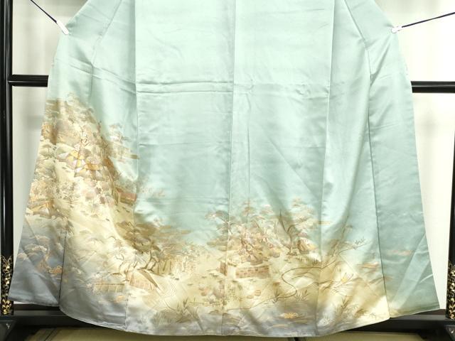 平和屋着物■訪問着 流水風景花松文 暈し染め 金銀彩 正絹 逸品 DABK1307cd