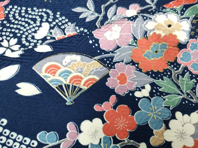 平和屋着物■上質な小紋 扇面花文 花唐草 金彩 正絹 逸品 未使用 DABK1333cd
