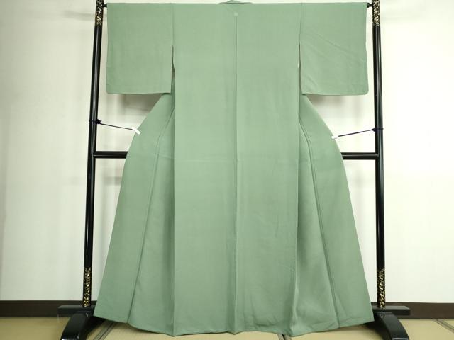 平和屋着物■上質な色無地 山葵色 正絹 逸品 DABK1336cd