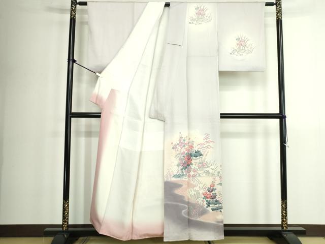 平和屋着物■訪問着 友禅 風景花車文 暈し染め 正絹 逸品 DABK1341cd