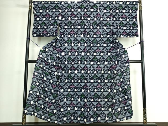 平和屋着物∴夏物 浴衣 有松鳴海絞り 抽象花文 綿 逸品 DABK1343cd