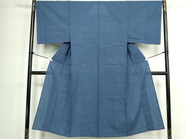 平和屋着物∴夏物 男性 浴衣 竺仙 両面染 籠染 手縫い 鱗文様 綿 逸品 DABK1346cd