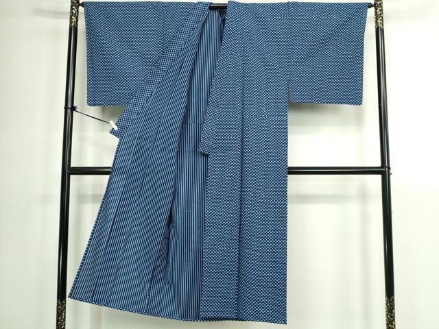 平和屋着物∴夏物 男性 浴衣 竺仙 両面染 籠染 手縫い 鱗文様 綿 逸品 DABK1346cd