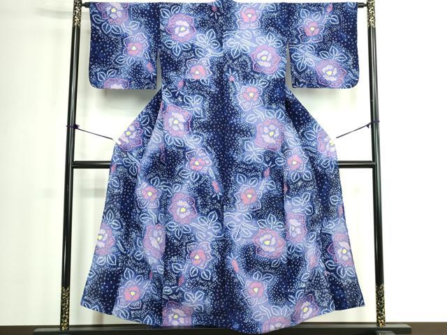平和屋着物∴夏物 浴衣 有松鳴海絞り 枝花文 綿 逸品 DABK1349cd