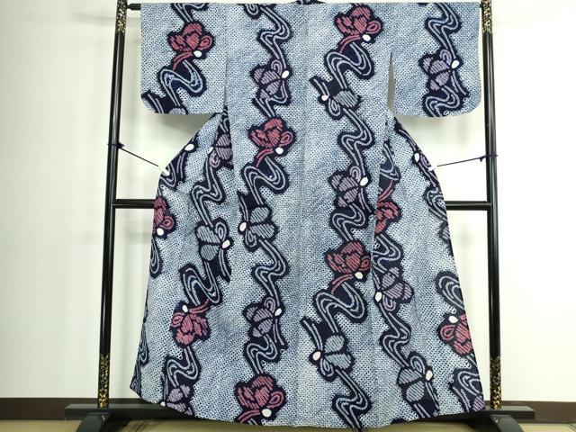 平和屋着物∴夏物 浴衣 有松鳴海絞り 舞蝶文 綿 逸品 DABK1363cd
